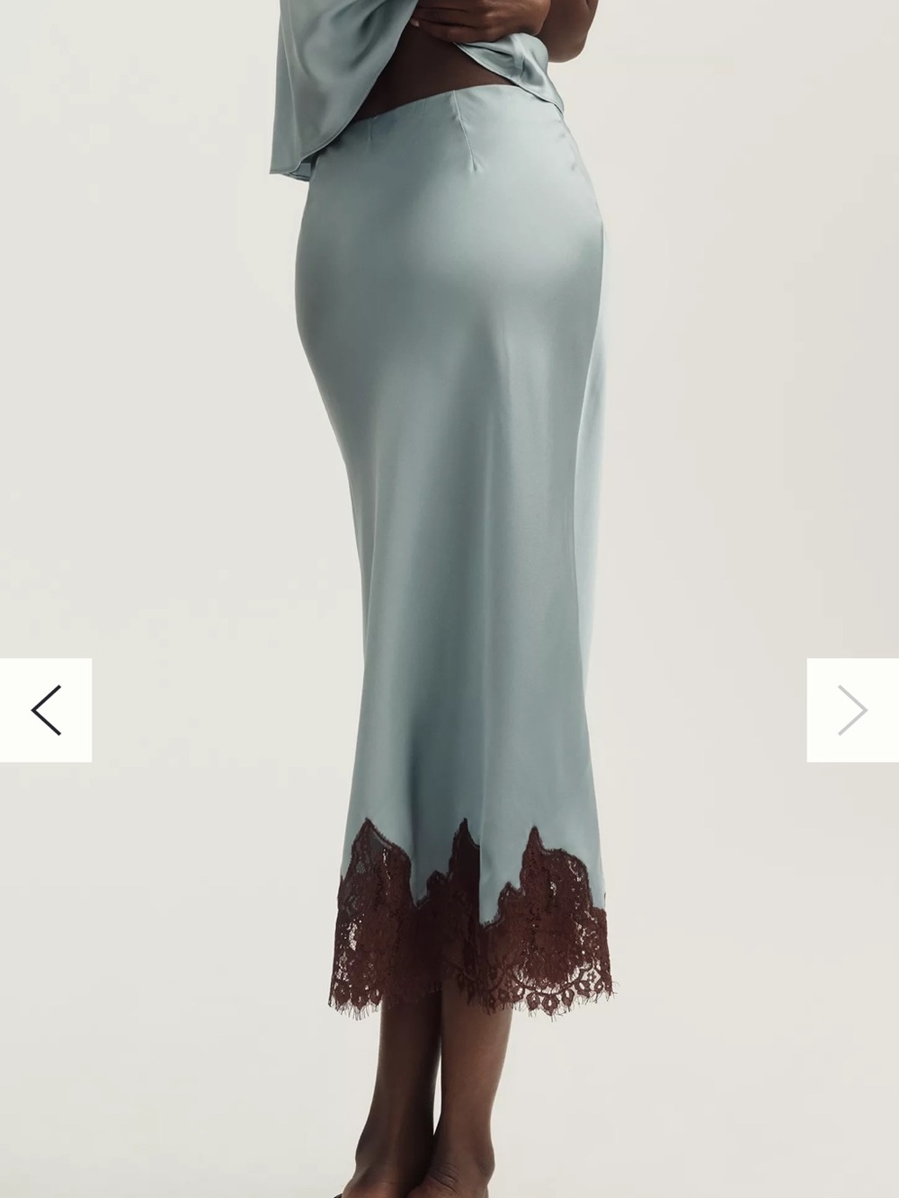 REFORMATION Reformation Carolina Lace-Hem Silk Midi Skirt - Picture 3 of 4